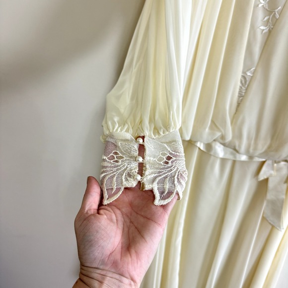 VTG JoEd Sophisticates Dress Size 12 Long Satin Sheer Romantic Elegant 60s Fairy - Picture 3 of 16